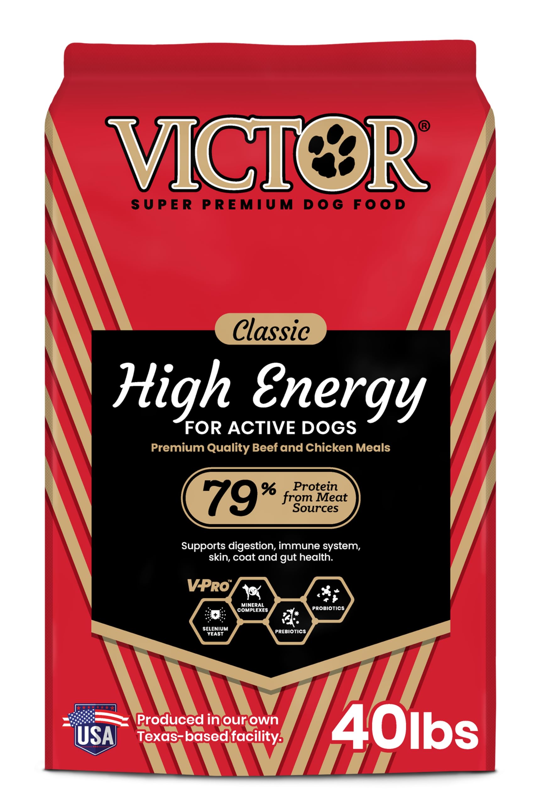 VICTOR Super Premium Dog Food – High Energy Dry Dog Food for Active Dogs – Gluten Free Canine Kibble with Beef and Chicken Meal Proteins for Sporting Dogs – All Breeds and All Life Stages, 40 lb Image