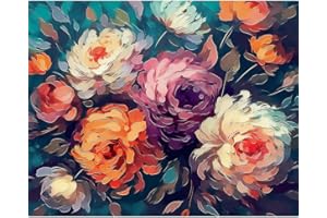 Natuyalo Paint by Numbers Kit for Adults Beginners and Kids, 16" Wx20 L Canvas Pictures Drawing Acrylic Paintwork with 3 Pcs Paintbrushes, Abstract Colorful Flowers