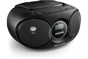 Philips Portable CD Player Boombox Radio CD Player Combo for Home, Stereo Sound Speakers and MP3/CD-R/RW Compatible, Programm