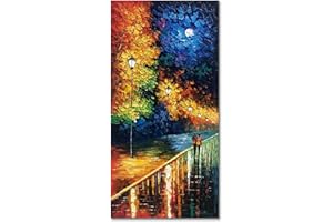 Alenoss Hand Painted Vertical Abstract Large Canvas Wall Art 48x24 Inches Oil Paintings on Canvas Blue Artwork for Wall Home Decorations Wall Décor