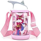 Linkidea Clear Water Bottle Carrier with Strap Compatible with Contigo 14oz, Zak Designs, YETI Rambler Jr. 12oz Kids Bottles, Transparent Waterbottle Sling Bag Holder, Shoulder Strap, Pink