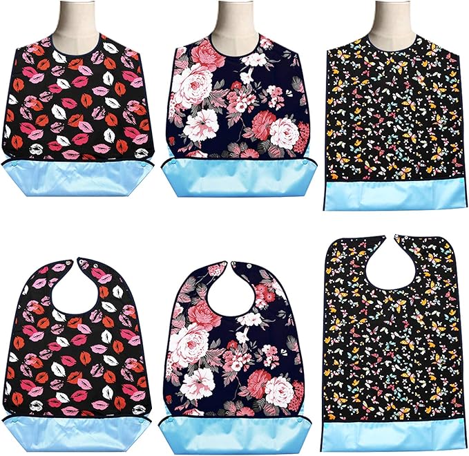 3pcs Adult Washable Bibs for Eating Washable Reusable