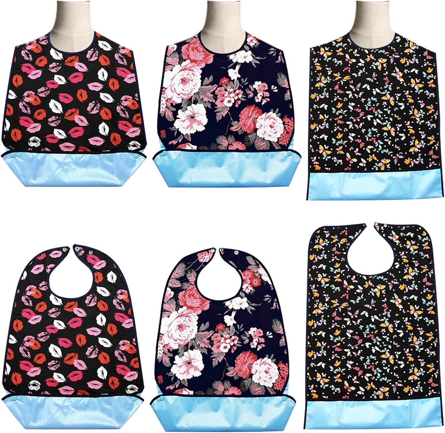 3pcs Adult Washable Bibs for eating Washable Reusable