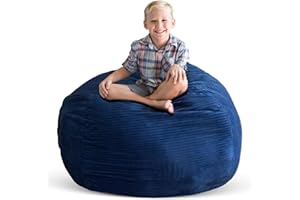 Creative QT Stuff ’n Sit Extra Large 38’’ Bean Bag Storage Cover for Stuffed Animals & Toys, Giant Beanbag Chair Kids, Ages 3-14, Bedroom Organizer Holiday Gifts, Royal Blue Corduroy