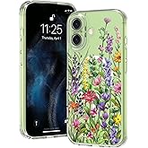 OOK Magnetic for iPhone 17 Case, Clear Cute Flowers Floral [Not Yellowing][Screen Protector] [ MagSafe Compatible ] with Full Camera Lens Military-Grade Protected, Colorful Flowers 6.1-Inch