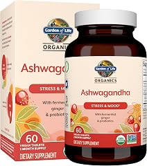 Garden of Life Organic Ashwagandha with Probiotics & Ginger, 60 Day Supply | Probiotics & Ginger - Stress, Mood & Energy Supp