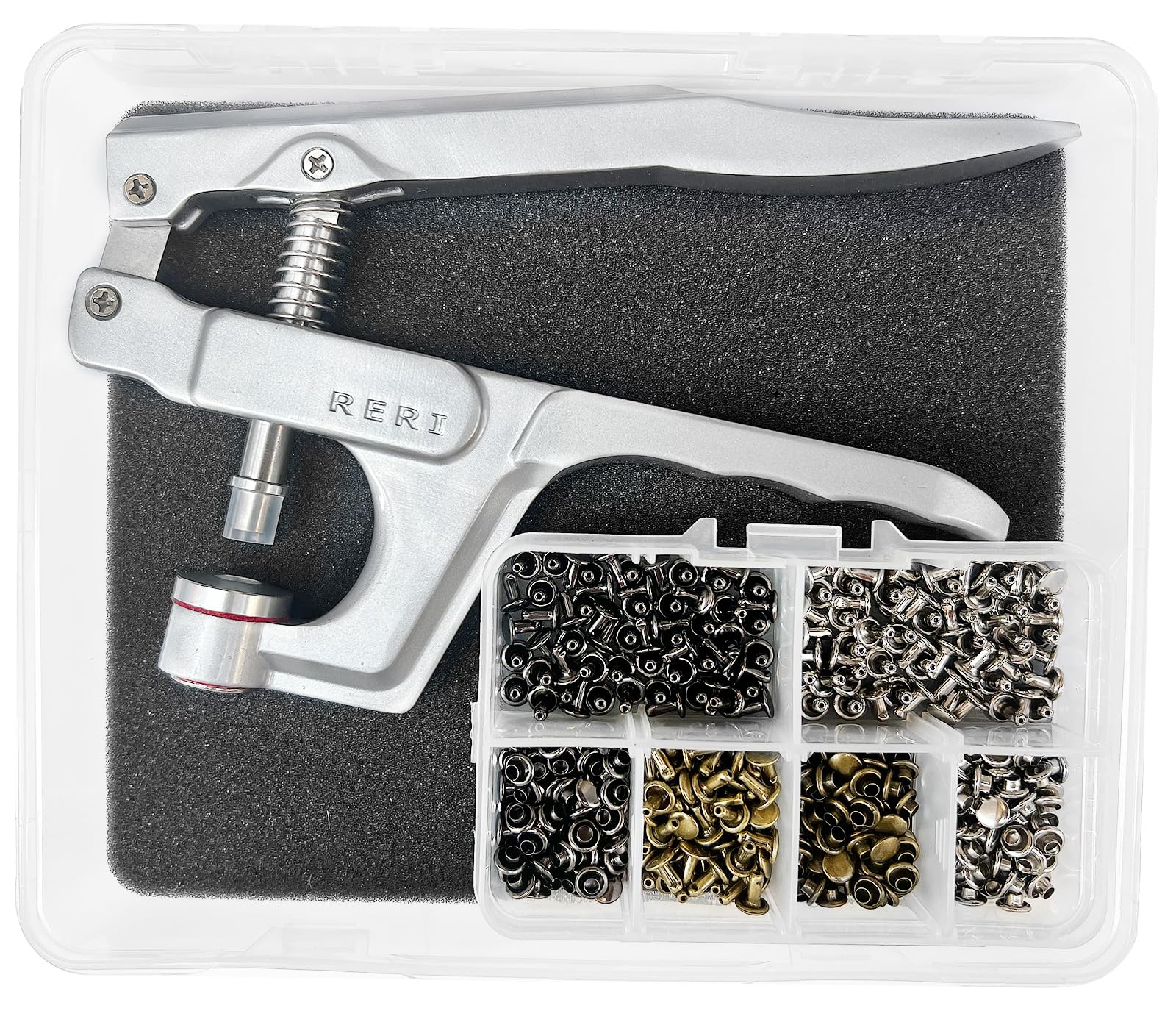 RERI Leather Rivets 180 Set, 6 mm Metal Double Cap Press Studs for DIY Craft Repair Sewing, Handmade, DIY Clothing — image 1