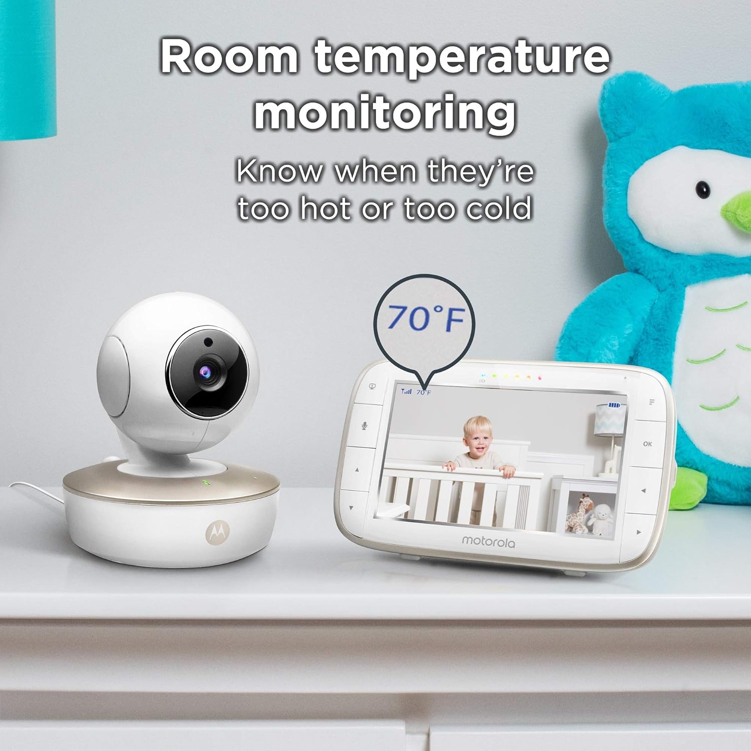 Motorola Video Baby Monitor - 2 Wide Angle HD Cameras with Infrared Night Vision and Remote Pan, Tilt, Zoom - 5-Inch LCD Color Display with Split Screen View, Room Temperature and Sound Alert MBP50-G2 : Baby
