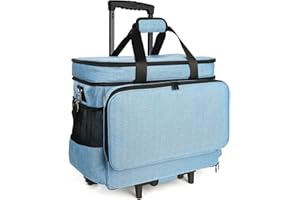 Lorzon Sewing Machine Case with Wheels, Rolling Sewing Machine Tote for Carrying, Fits for Most Machines