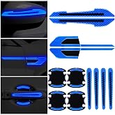 12 Pcs Reflective Car Stickers Set Rearview Mirror Warning Stickers, Blue | Auto Door Cup Protectors, Handle Paint Scratch Films for Car Safety