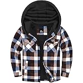 ZITY Boys Flannel Shirt Jacket Fleece Sherpa Lined Plaid Jackets Unisex Coat Full Zip Hoodie Girls Winter Outwear 6-15 Years