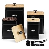 Perfnique Kitchen Canisters, Canister Sets for Kitchen Counter, Farmhouse Kitchen Canisters for Countertop Set of 4, Coffee T