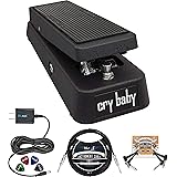 Dunlop GCB95 Cry Baby Standard Wah Pedal for Guitars Bundle with Blucoil Slim 9V Power Supply AC Adapter, 10-FT Straight Inst
