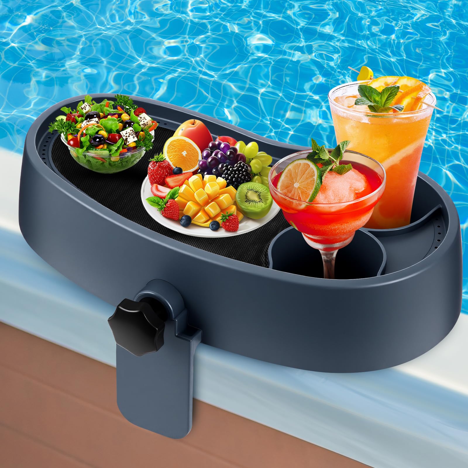 Photo 1 of Geelin 1 Pc Hot Tub Table Tray, Adjustable Aboveground Bathtub Tray with 2 Cup Holder, Between 2'' to 7.5'' Nonslip Hot Tub Accessories Shelf Drinks Snacks Phone Holder for Spa Bathtub (Navy Blue)1049297159
