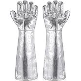 Kingdder High Temperature Aluminized Welding Gloves Heat Resistant 55CM Long Safety Work Glove for Smelting Metal Industry