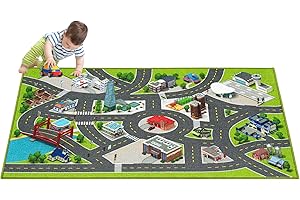 JOLLIEJAY Kids Carpet Playmat City Life 3D Playroom Rug | 30 x 60 Inch Extra Large Toddler Activity Mat for Race Cars & Toys | Playroom Rug Makes a Fun Educational Gift Idea for Boys & Girls (Colored)
