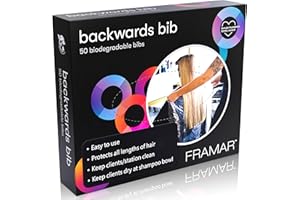 FRAMAR Backwards Bib Disposable Hair Cutting Capes Salon, Protects Clients, Disposable Salon Capes & Chair, Hair Dye Cape, Barber Cape – 50 bibs