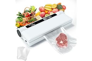 Vacuum Sealer, Fully Automatic Food Saver Vacuum Sealer Machine with 20 Pcs Food Preservation Bags, Super Suction Power, One-