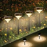 Linkind Solar Pathway Lights 8 Pack, Warm White Bright Solar Lights Outdoor Waterproof, Solar Garden Lights Adjustable Landsc
