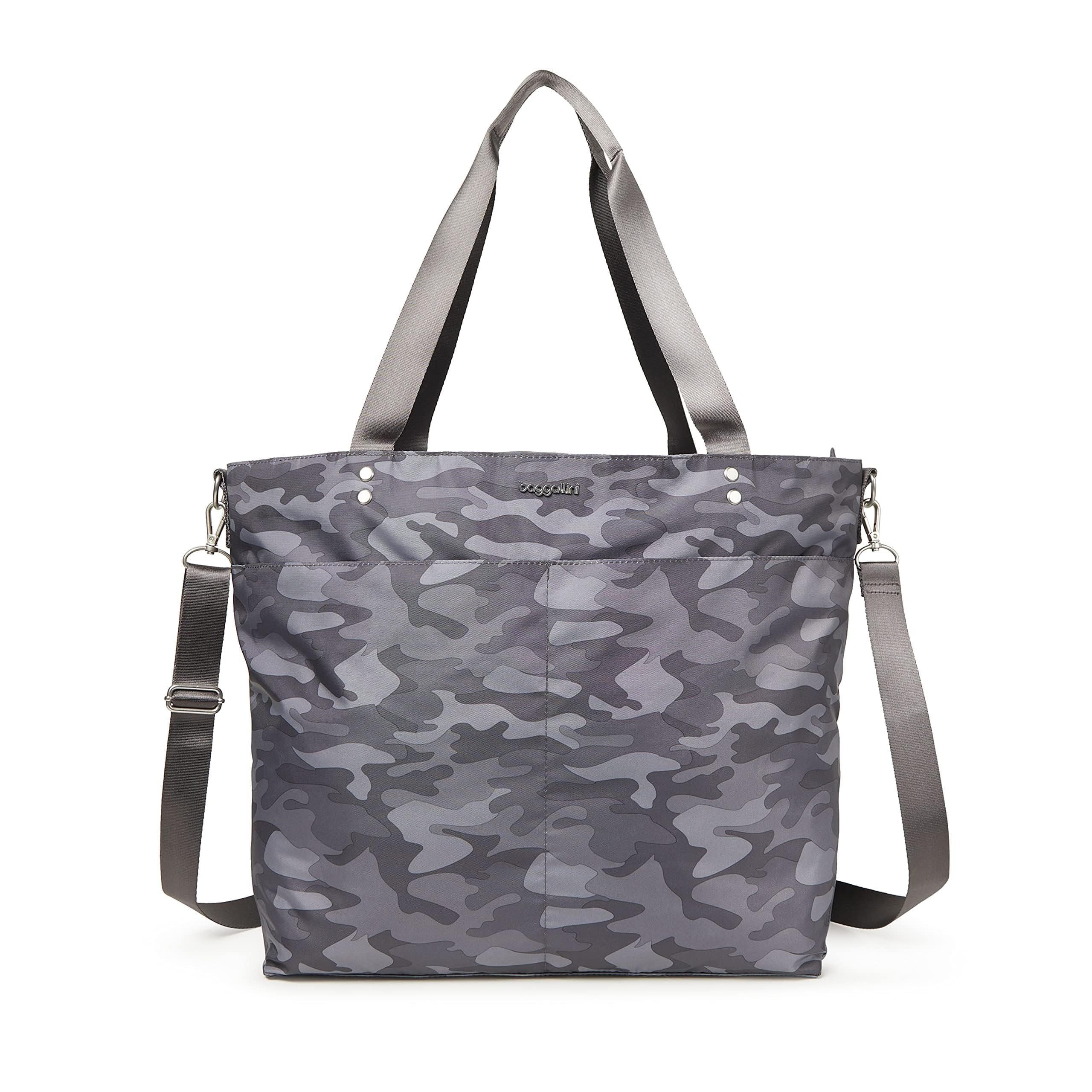 Baggallini Carryall Tote Bag – Crossbody Tote Bag for Women, Dark Grey Camo – Large