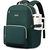 LOVEVOOK Laptop Backpack for Women with Pouch Pocket for Large Capacity Cup,15.6 Inch Laptop Computer Bag Travel Backpack Purse,Waterproof Work Business Backpack College Teacher Bags,Dark Green