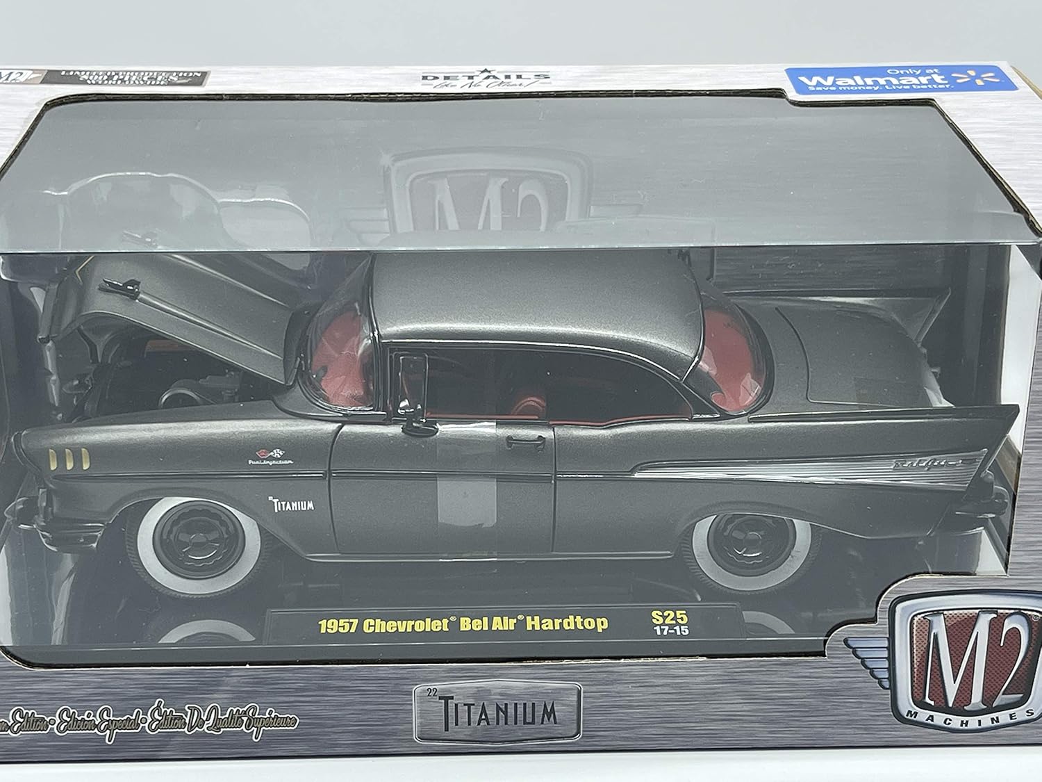 Apo7 Ch Play Vehicles Toys Games M2 Machines By M2 Collectible 1 Of 500 Worldwide Chase Car With Gold Or Special Wheels Unique Design Titanium 1957 Chevy Bel Air Hardtop 1 24