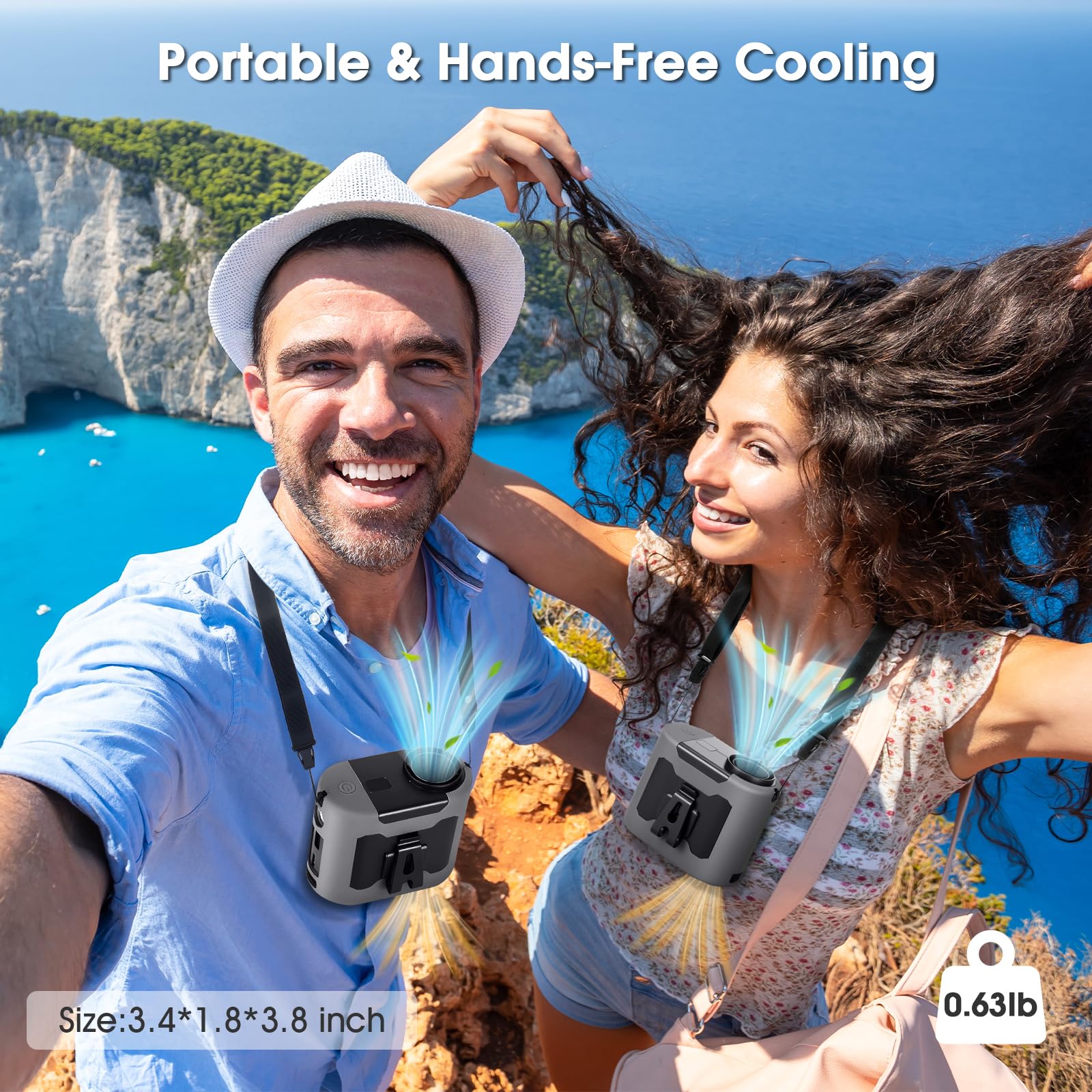 40H Portable Waist Fan, 14800mAh Rechargeable Wearable Shirt Clip Fan with Light, 16000 RPM Cooling Neck Body, Powerful 5 Speeds Belt Personal Cooling Fans for Outdoor Jobsite Camping Travel