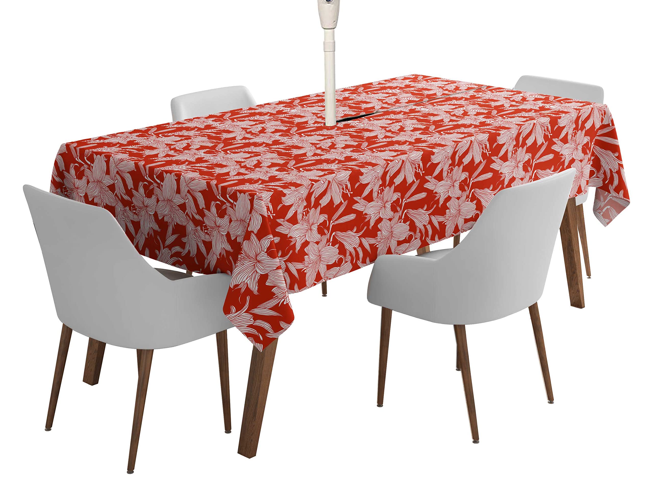 Vargottam Indoor/Outdoor Tablecloth 58x82 Inch RectangleTablecloth with Umbrella Hole and Zip- Waterproof Patio Table Cloths- Table Covers for Backyard Rectangular Table- Red