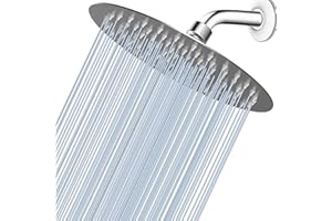Voolan High Pressure Rain Shower Head - Rainfall Shower head Made of All Metal Stainless Steel - Comfortable Shower Experience Even at Low Water Flow (8 Inch, Brushed Nickel)