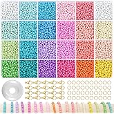 Naturahand 3mm Glass Beads Kit - 24 Colors With Letters & Shells For DIY Jewelry Making