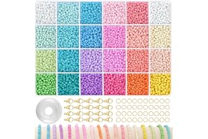TEXGIZRLY 3mm Seed Beads for Jewelry Making 24 Colors Bracelet Making Kit for Girls Adults Friendship Bracelet Kits for DIY Jewelry Craft