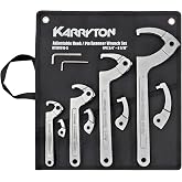 KARRYTON Adjustable Spanner Wrench Set, 8PC Replaceable Hook and Pin Heads | 3/4" to 6-7/10" Capacity Coilover Wrenches for Plumbing, Automotive and Mechanical Applications