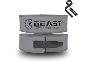 Beast Power Gear Weight Lifting Belt Lever Buckle 10MM 13MM Thick & 4 Inches Free Strap Weightlifting, Powerlifting, Deadlifts, Squats Men Women