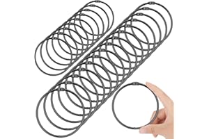 BOOSON 24 Pack 4 Inches Large Loose Leaf Binder Rings Curtain Hooks Rings Shower Hook for Bath Room Curtain Glide Smoothly Round Shower Rings Snap Joint Design (Black)