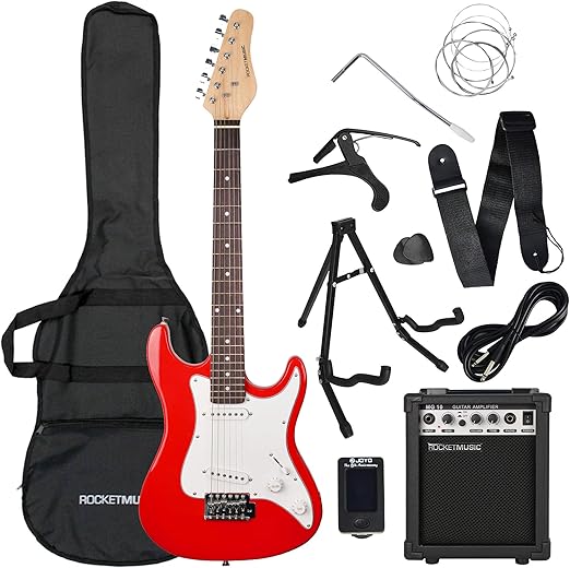 Rocket 3/4 Size Beginner Electric Guitar Premium Pack with Amp Amazon