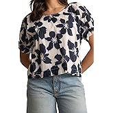 VELVET BY GRAHAM & SPENCER Women's Delilah Printed Voile Blouse, Asul
