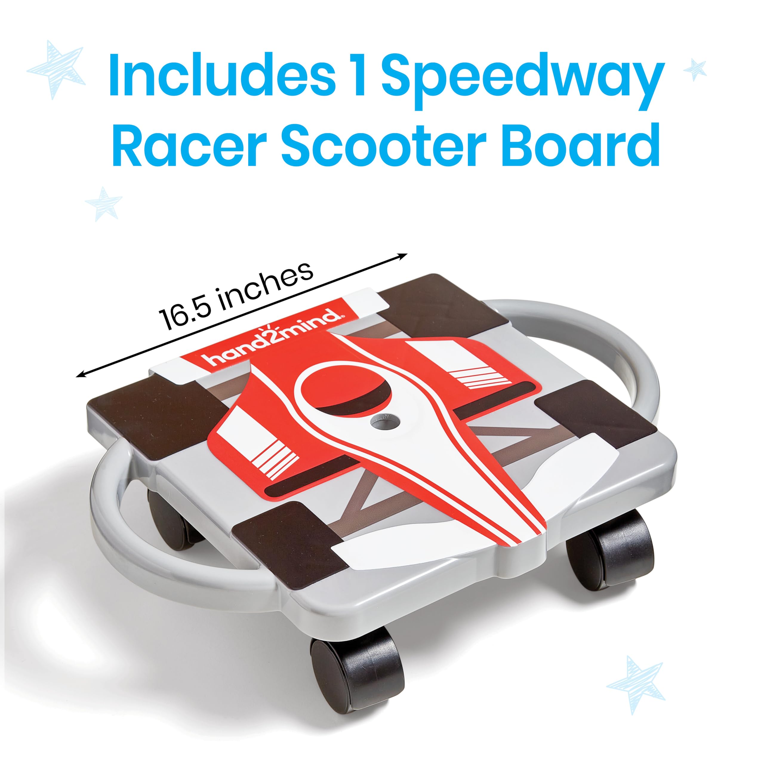 hand2mind Red Speedway Racer Scooter Board, Floor Scooter Board, Gross Motor Toys, Kids Exercise & Physical Education Equipment, Playground Toys, Indoor Active Play, Toddler Outdoor Activities