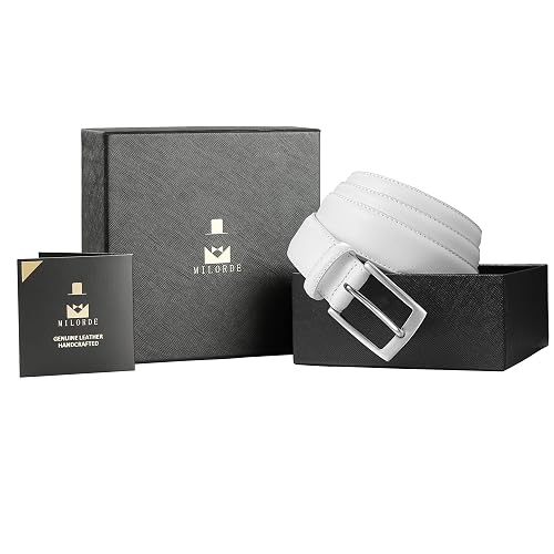 MILORDE Men's Genuine Leather Belt – Classic Prong Buckle, Dress & Casual, Multiple Sizes - View #8