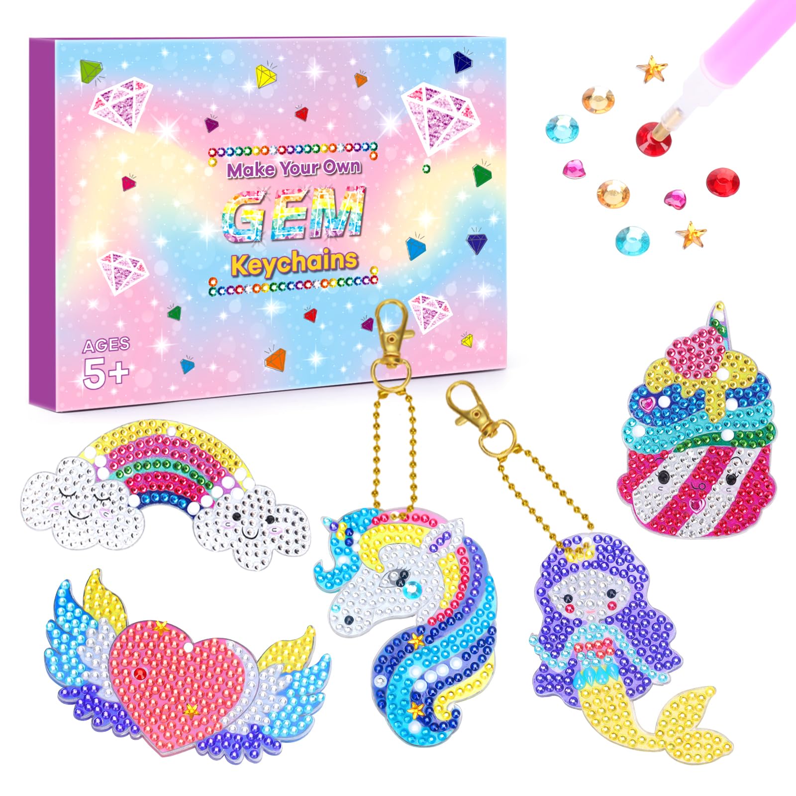 Fullove Girls Toys Age 6 7 8 9 10，Arts and Crafts for 6-12 Years Old Girls Birthday Gift Age 6-10 Diamond Painting Crafts Kits for Kids Unicorn Gifts for Children