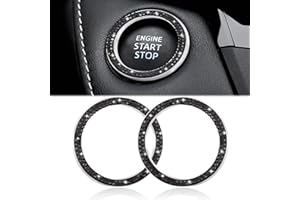 WINKA 2pcs Bling Car Engine Start Button Cover Diamond Crystal Push Start Stop Button Ring Sparkly Bling Ignition Button Cover Rhinestone Keyless Ignition Ring Universal Car Accessories (Black)