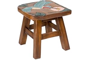 Sea Island Imports, Inc. Hummingbird Bird Hand-Carved Acacia Hardwood 11 inch Decorative Animal Foot Rest Step Stool Adults Home Decor