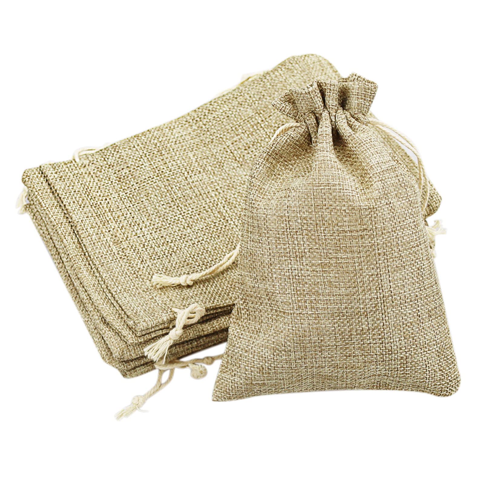 SZCXDKJ 10 Pcs Drawstring Hessian Bag, 13 * 18cm(5 * 7inch) Cotton Muslin Bags Burlap Bags Party Storage Wrap Gift Bags for Jewellery Organiser Christmas Party Wedding Favours