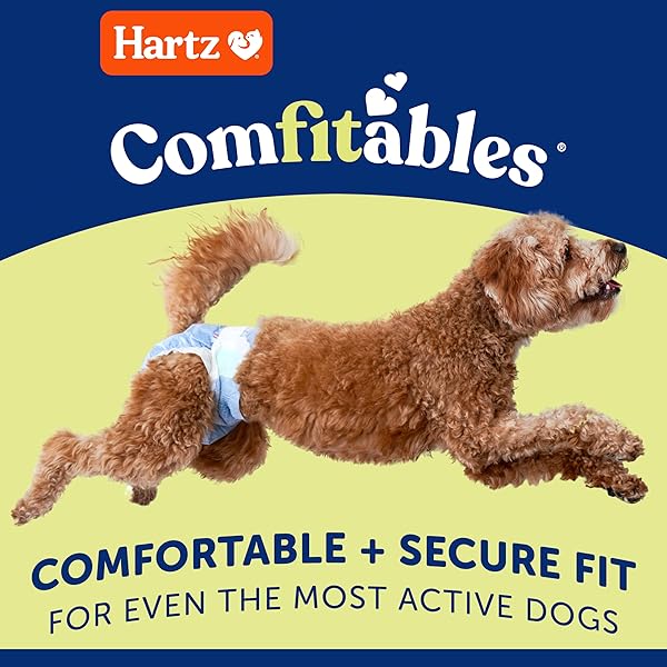 HARTZ DISPOSABLE DOG DIAPERS, SIZE M 32 COUNT, COMFORTABLE & SECURE FIT, EASY TO PUT ON