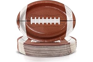 Sawowkuya 50Pcs Football Party Supplies Football Shaped Disposable Paper Dinner Plates Tableware for Sports Game Birthday Tailgate Party Decoration
