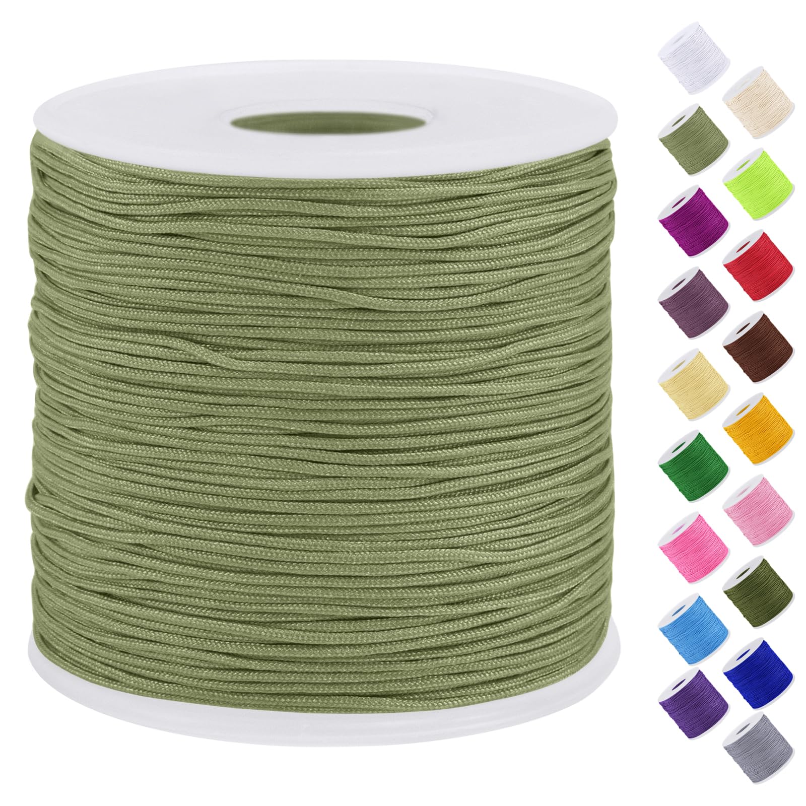 Uiopa Nylon Cord, 0.7mm x 131 Yards Nylon String for Bracelet Making, Beading Thread Bracelet Cord for Necklace, Jewellery Making, Macrame, DIY Crafts, Olive Green
