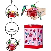 iBorn Circular Hanging Hummingbird feeders for Outdoors 3PCS 3OZ Mini Hummingbird Feeder Humming Bird Feeder, Silicone Feeding Ports, Bee-Proof, 2025 New
