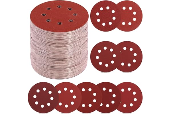 YNZDRWA 70 PCS 5 Inch 8-Hole Sanding Discs, 9 Mixed Grits | 40 80 120 180 240 320 400 600 800 Grit Hook and Loop Sandpaper fo