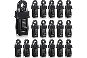 Outus 20 Pcs Tarp Clip Crocodile Mouth Multipurpose Secures Clamp with Strong Lock Clamp Trap Clip Camping Clips Tighten Tent Snap Grip for Outdoor Tent Awning Banner(Black)