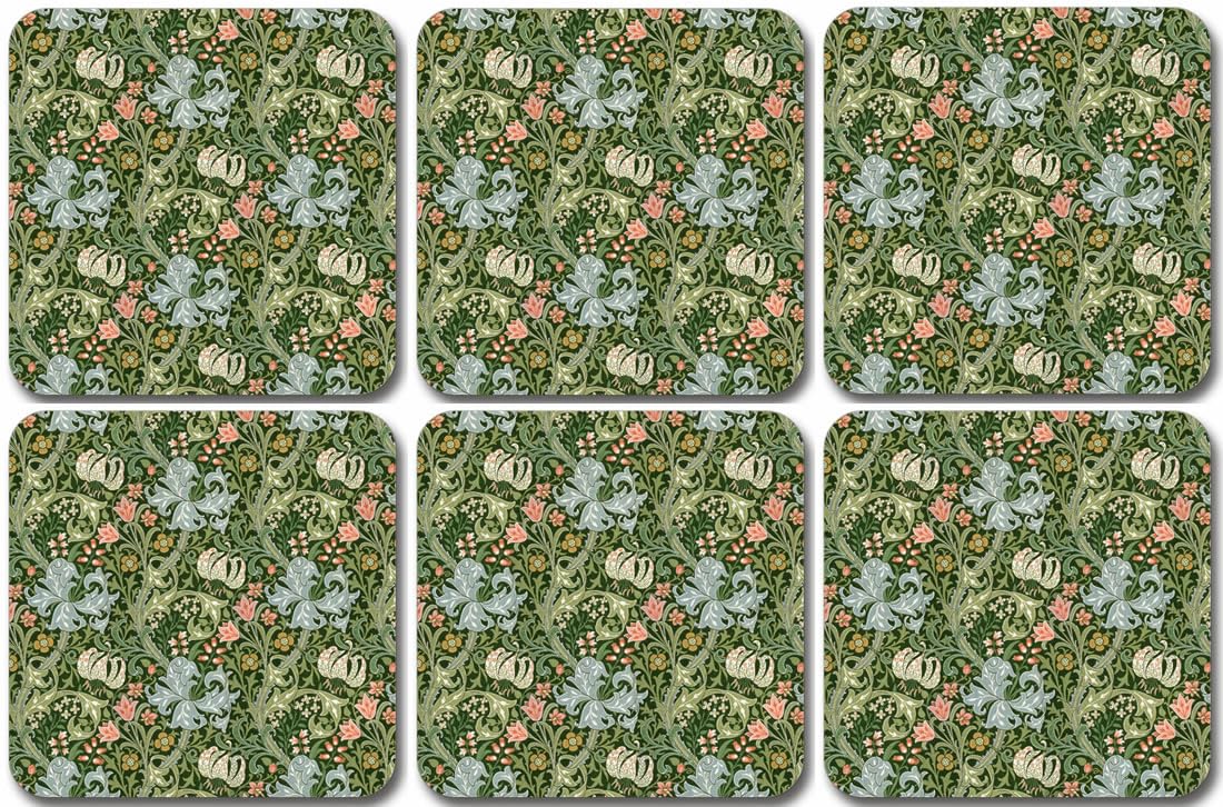 Castle Melamine William Morris Golden Lily Coasters - Set of 6