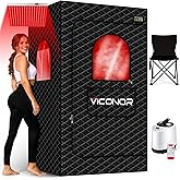 Viconor Infrared Sauna Box, Portable Steam Infrared Sauna Tent with Red Light Therapy for Home, Full Body Steam Indoor Sauna Box for Relaxation, 3L/1200W Steamer, 9 Levels Heat, Timer, Folding Chair
